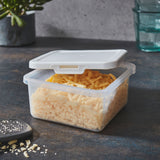 Kleine Vorratsdosen Set 600ml - 12x12x6 cm - quadratisch - Lebensmittelbox Gefrierdose Frischhaltedose Mikrowellengeeignet Spülmaschinengeeignet - transparent mit weißem Deckel