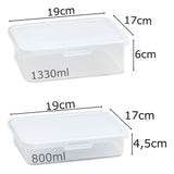 Vorratsdosenset 800+1330ml - Butterbrotdose Aufschnittdose Gefrierdose Frischhaltedose Mikrowellengeeignet Spülmaschinengeeignet Lebensmittelecht -transparent-weiss