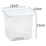 Vorratsdosen Set 1200ml - 12x12x12 cm Gefrierdose Frischhaltedose Mikrowellengeeignet Spülmaschinengeeignet - transparent mit weißem Deckel