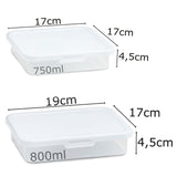 Flache Vorratsdosen Set 750+800ml - Butterbrotdose Aufschnittdose Gefrierdose Frischhaltedose Mikrowellengeeignet Spülmaschinengeeignet Lebensmittelecht