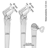 Stahl Zeltstange - Dachauflagestange mit 2x Klemmen - teleskopierbar 75-125cm - Ø22/19mm - 2 Teile - Ersatz Gestänge für Zelt Vorzelt Camping Zubehör Teleskopstange 2tlg