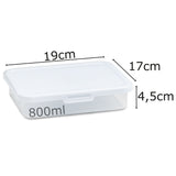 Flache Vorratsdosen Set 800ml - 19x17x4,5 cm Butterbrotdose Aufschnittdose Gefrierdose Frischhaltedose Mikrowellengeeignet Spülmaschinengeeignet