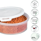 Runde Vorratsdosen Set 650ml - Ø15x5 cm Gefrierdose Frischhaltedose Mikrowellengeeignet Spülmaschinengeeignet - transparent mit weißem Deckel