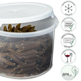 Runde Vorratsdosen Set 1200ml - Ø15x10 cm Snackdose Gefrierdose Frischhaltedose Mikrowellengeeignet Spülmaschinengeeignet - transparent mit weißem Deckel
