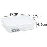 Flache Vorratsdosen Set 750ml - 17x17x4,5 cm Butterbrotdose Aufschnittdose Gefrierdose Frischhaltedose Mikrowellengeeignet Spülmaschinengeeignet