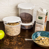 Runde Vorratsdosenset 650+1200+1800ml - Ø15cm - Snackdose Gefrierdose Frischhaltedose Mikrowellengeeignet Spülmaschinengeeignet Lebensmittelecht - transparent mit weißem Deckel