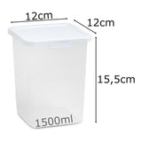 Vorratsdosen Set 1500ml - 12x12x15,5 cm Gefrierdose Frischhaltedose Mikrowellengeeignet Spülmaschinengeeignet Lebensmittelecht - transparent mit weißem Deckel