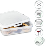 Flache Vorratsdosen Set 750ml - 17x17x4,5 cm Butterbrotdose Aufschnittdose Gefrierdose Frischhaltedose Mikrowellengeeignet Spülmaschinengeeignet