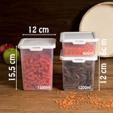 Kleine Vorratsdosenset 600+1200+1500ml - Gefrierdose Frischhaltedose Mikrowellengeeignet Spülmaschinengeeignet Lebensmittelecht - transparent mit weißem Deckel