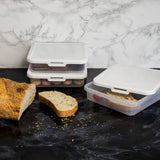 Flache Vorratsdosen Set 750ml - 17x17x4,5 cm Butterbrotdose Aufschnittdose Gefrierdose Frischhaltedose Mikrowellengeeignet Spülmaschinengeeignet