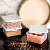 Kleine Vorratsdosen Set 600ml - 12x12x6 cm - quadratisch - Lebensmittelbox Gefrierdose Frischhaltedose Mikrowellengeeignet Spülmaschinengeeignet - transparent mit weißem Deckel