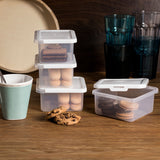 Kleine Vorratsdosenset 500+600ml - 4 Teile - transparent mit weißem Deckel - Gefrierdose Frischhaltedose Mikrowellengeeignet Spülmaschinengeeignet Lebensmittelecht