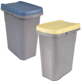 3x Mülleimer 15 Liter schmal Deckel Recycling Mülltrennung Abfalleimer Abfallbehälter Müll Küche rechteckig Abfallsammler Kunststoff Eimer Mülltonne Schmal Müllsackhalterung