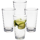 Melamin Geschirr Set Rot für 4 Personen 16 Teile mit Trinkglas Klar Tonoptik - Essgeschirr Acryl Wasserglas - Campinggeschirr