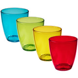 4x Campingglas Trinkglas bunt 280 ml Trinkgläser - Glas Campinggeschirr bruchtfest Camping Outdoor Zubehör Picknick Gläser - Trinkbecher - Wasserglas - Campingküche - Kinderbecher Partybecher Kinderglas