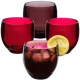 Melamin Geschirr Set Toskana Deep für 4 Personen - 16 Teile Rot-Grün - Mandala-Optik mit farblich passenden Trinkgläsern 400 ml Campinggeschirr