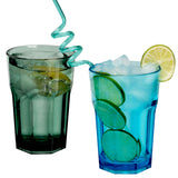 Melamin Geschirr Set Adria Blue für 6 Personen - 24 Teile Blau - mit farblich passenden Trinkgläsern 400 ml aus Acryl Steingutoptik Campinggeschirr