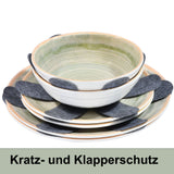 Melamin Geschirr Set Smaragd Grün für 2 Personen - 6 Teile - Steingutoptik