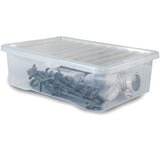 Unterbettkommode Aufbewahrungsbox mit Deckel 32 Liter - 60x40x18cm - transparent stapelbar