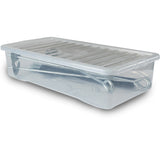 Unterbettkommode Aufbewahrungsbox mit Deckel 42 Liter - 80x40x18cm - transparent stapelbar