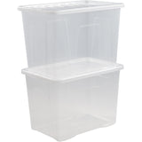 6x Aufbewahrungsbox mit Deckel 80 Liter - 60x40x42cm - transparent - stapelbar