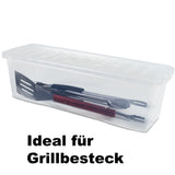 AUFBEWAHRUNGSBOX 18 CM HOCH - für je 52 Musik CDs - Aufbewahrungsbox mit Deckel 60x20x18cm - transparent klar - stapelbar - Kunststoff Box - Stapelkiste Unterbettkommode