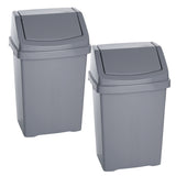 2x Mülleimer mit Schwingdeckel grau 50 Liter - Mülltrennung - Abfalleimer Deckel Abfallbehälter