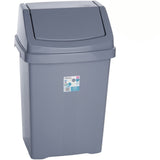 2x Mülleimer mit Schwingdeckel grau 50 Liter - Mülltrennung - Abfalleimer Deckel Abfallbehälter