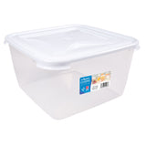 2 Stück Vorratsdose Set 15 Liter mit Deckel Frischhaltedose - Aufbewahrungsbox mit Deckel - lebensmittelecht - transparent mit weißem Deckel - quadratisch