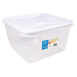 Vorratsdose 15 Liter mit Deckel Frischhaltedose - Aufbewahrungsbox mit Deckel - lebensmittelecht - transparent mit weißem Deckel - quadratisch