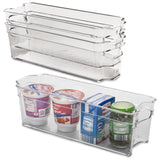 Kühlschrank-Organizer 31x11x9,5 cm durchsichtig stapelbar mit Griff - Aufbewahrungsbox Fridge Organizer Kühlschrankbox BPA-frei Speisekammer Bad Vorratsschrank transparent Küchenschrank Box