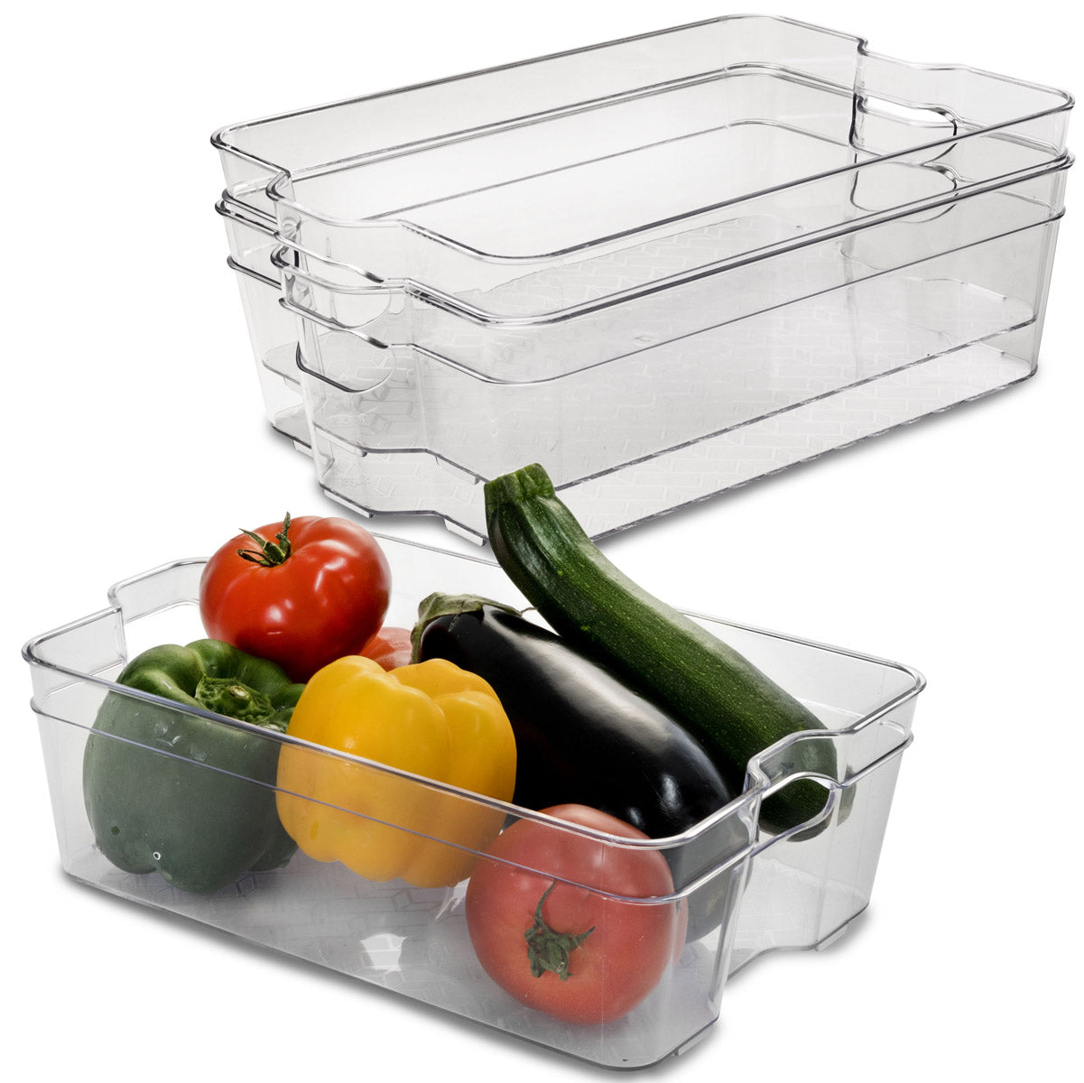 Kühlschrank-Organizer 31x21x9,5 cm durchsichtig stapelbar mit Griff