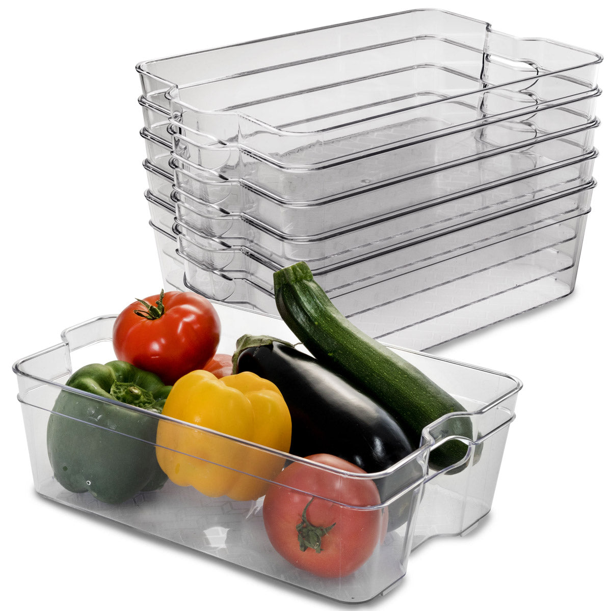 nuvaring aufbewahrung kühlschrank Kühlschrank-Organizer 31x21x9,5 cm durchsichtig stapelbar mit Griff