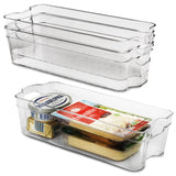 Kühlschrank-Organizer 37x16x9,5 cm durchsichtig stapelbar mit Griff - Aufbewahrungsbox Fridge Organizer Kühlschrankbox BPA-frei Speisekammer Bad Vorratsschrank transparent Küchenschrank Box