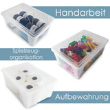 12 x Aufbewahrungsbox mit Deckel 10 Liter 36x25x14 cm - transparent stapelbar LEBENSMITTELECHT - Kunststoff Box Kiste - Plastik Behälter Organizer - Büro Haushalt Küche Kinderzimmer Spielzeugkiste