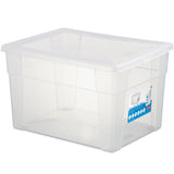 Aufbewahrungsbox mit Deckel 20 Liter - 39x29x24 cm - transparent stapelbar LEBENSMITTELECHT - Kunststoff Box Kiste - Plastik Behälter Organizer - Büro Haushalt Küche Kinderzimmer Spielzeugkiste