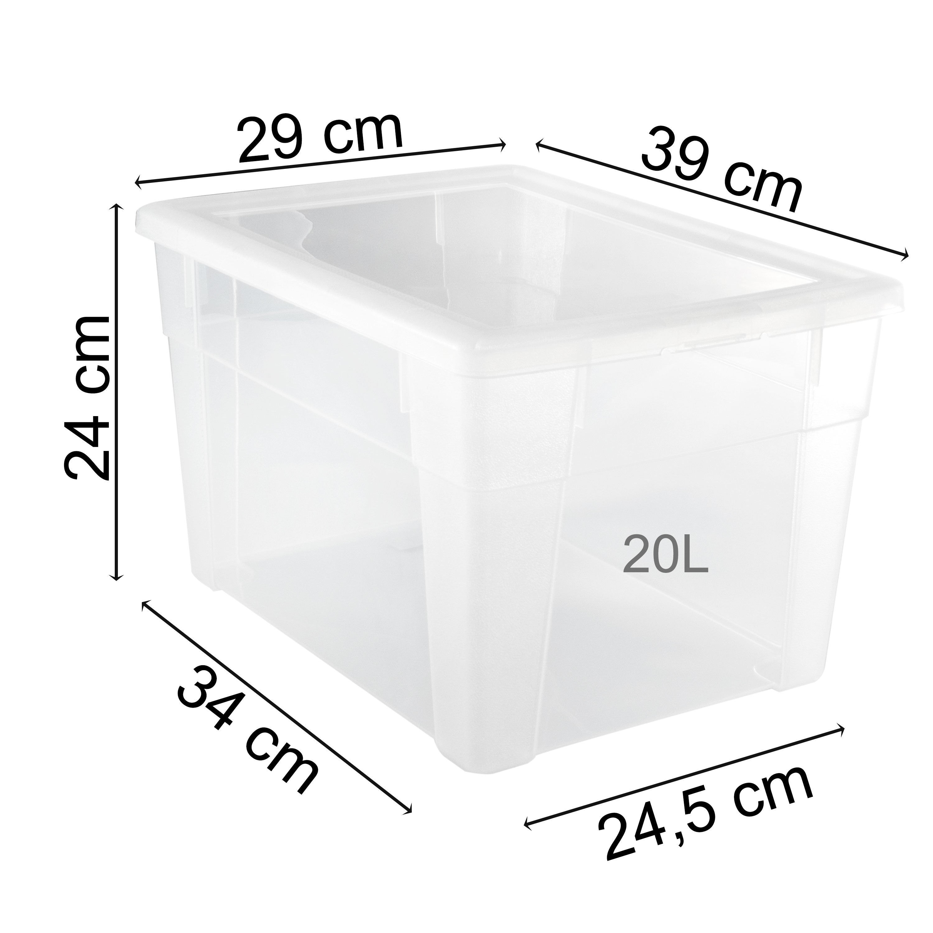 aufbewahrung 20 x 20 Aufbewahrungsbox mit Deckel 20 Liter - 39x29x24 cm