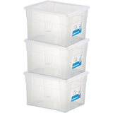 3 x Aufbewahrungsbox mit Deckel 20 Liter - 39x29x24 cm - transparent stapelbar LEBENSMITTELECHT - Kunststoff Box Kiste - Plastik Behälter Organizer - Büro Haushalt Küche Kinderzimmer Spielzeugkiste