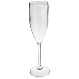 4 x Campingglas Champagner Fluter Sektglas 150 ml - Gläser glasklar Champagnerglas für Camping Küche - Trinkkelch Goblet elegantes Design Outdoor Partyglas Bruchfest Kunststoff Glas Kelch bruchfest klar