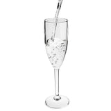 4 x Campingglas Champagner Fluter Sektglas 150 ml - Gläser glasklar Champagnerglas für Camping Küche - Trinkkelch Goblet elegantes Design Outdoor Partyglas Bruchfest Kunststoff Glas Kelch bruchfest klar