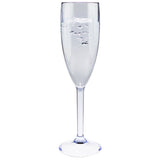 4 x Campingglas Champagner Fluter Sektglas 150 ml BLAU klar Gläser - Champagnerglas für Camping Küche - Trinkkelch Goblet - elegantes Design - Outdoor Partyglas - Bruchfest Kunststoff Glas Kelch bruchfest