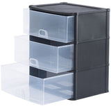 37200 - Wham Schubladenbox mit 3 Schubladen 39x29x47cm Schwarz-Transparent
