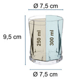 Melamin Geschirr Set Jesolo Blau für 6 Personen - 24 Teile - mit farblich passenden Trinkgläsern 300ml aus Acryl - Campinggeschirr