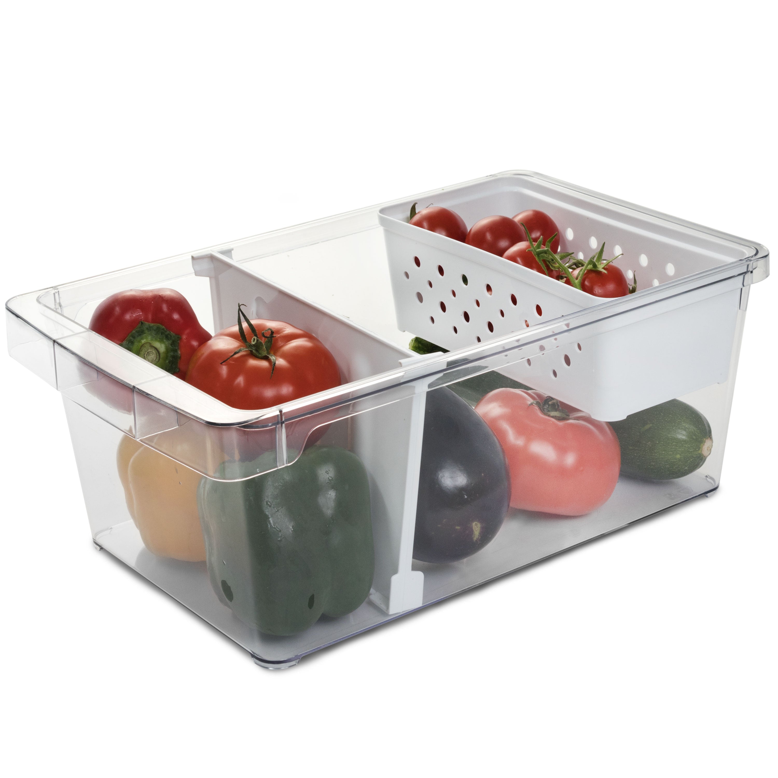 Kühlschrank-Organizer mit Körbchen und Trennwand 37x23x14,5 cm durchsi – Hummelladen