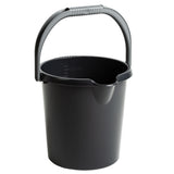 12x Eimer mit Ausguss und Henkel - 10 Liter - schwarz - Putzeimer Haushalt Küche Bad Camping Kunststoff Eimer Haushaltseimer Wassereimer