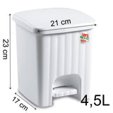 Mülleimer Treteimer 4,5 Liter mit separatem Inneneiner eckig 21x21x23cm Kunststoff - Pedal zum Öffnen und Schliessen - Bad Pedaleimer Papierkorb Eimer Abfalleimer Abfallbehälter Mülltonne