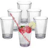 Melamin Geschirr Set Rot für 6 Personen 24 Teile mit Trinkglas klar Tonoptik - Essgeschirr Acryl Wasserglas - Campinggeschirr