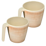 Melamin 2 Tassen 350 ml ideal für Camping - Jesolo Sand - Stapelbar - Steingutoptik Trinkbecher Kaffeetasse Kaffeebecher