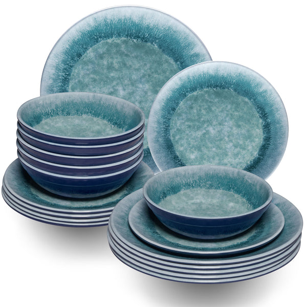 Melamin Geschirr Set Adria Blue - Campinggeschirr Für 2 Personen