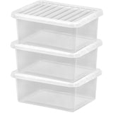 3x Aufbewahrungsbox mit Deckel 17 Liter - 42x33x17cm - transparent - stapelbar Kunststoff Box Kiste Plastik Behälter Organizer Büro Spielzeugkiste Stapelkiste Aufbewahrung